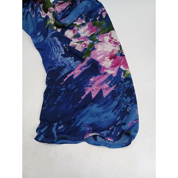 Avenue Womens Blouse Top Plus Sz 26/28 Violet Floral Print Art 100% Nylon - Picture 5 of 8